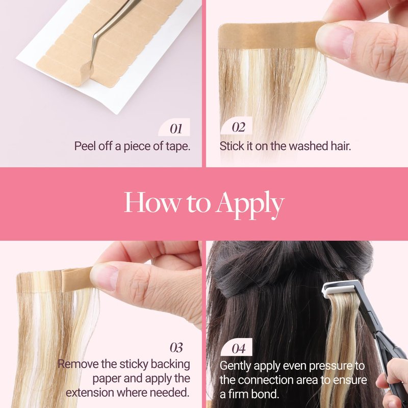 Tape In Hair Extension Remover Kit - 30ml GOO GOO Adhesive Solution with 120 Double-Sided Tabs | Safe & Easy Hair Extension Removal