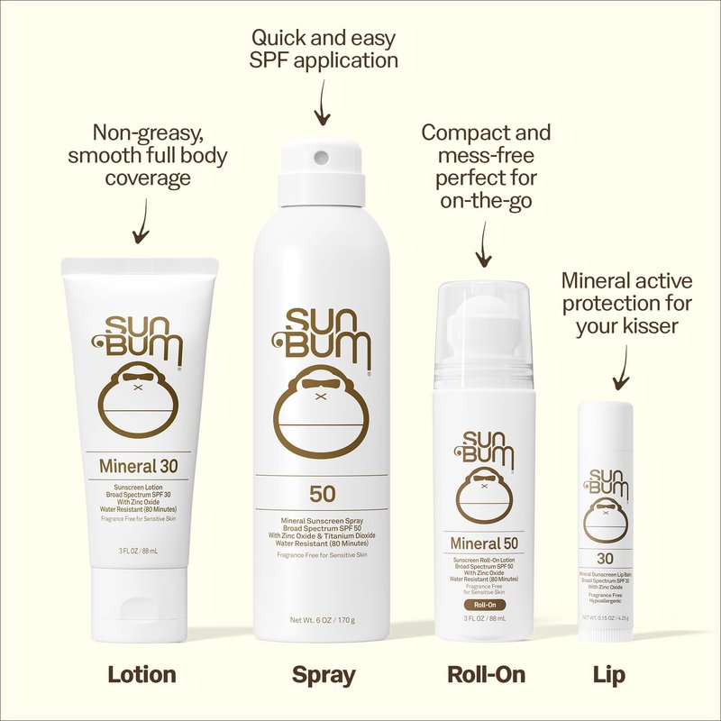 Sun Bum Mineral SPF 30 Sunscreen Body Spray - NEW FORMULA 2026 Water-Resistant Broad Spectrum Moisturizing Sunscreen with Vitamin E - Hawaii 104 Act Compliant (Without Octinoxate & Oxybenzone) - 6 oz