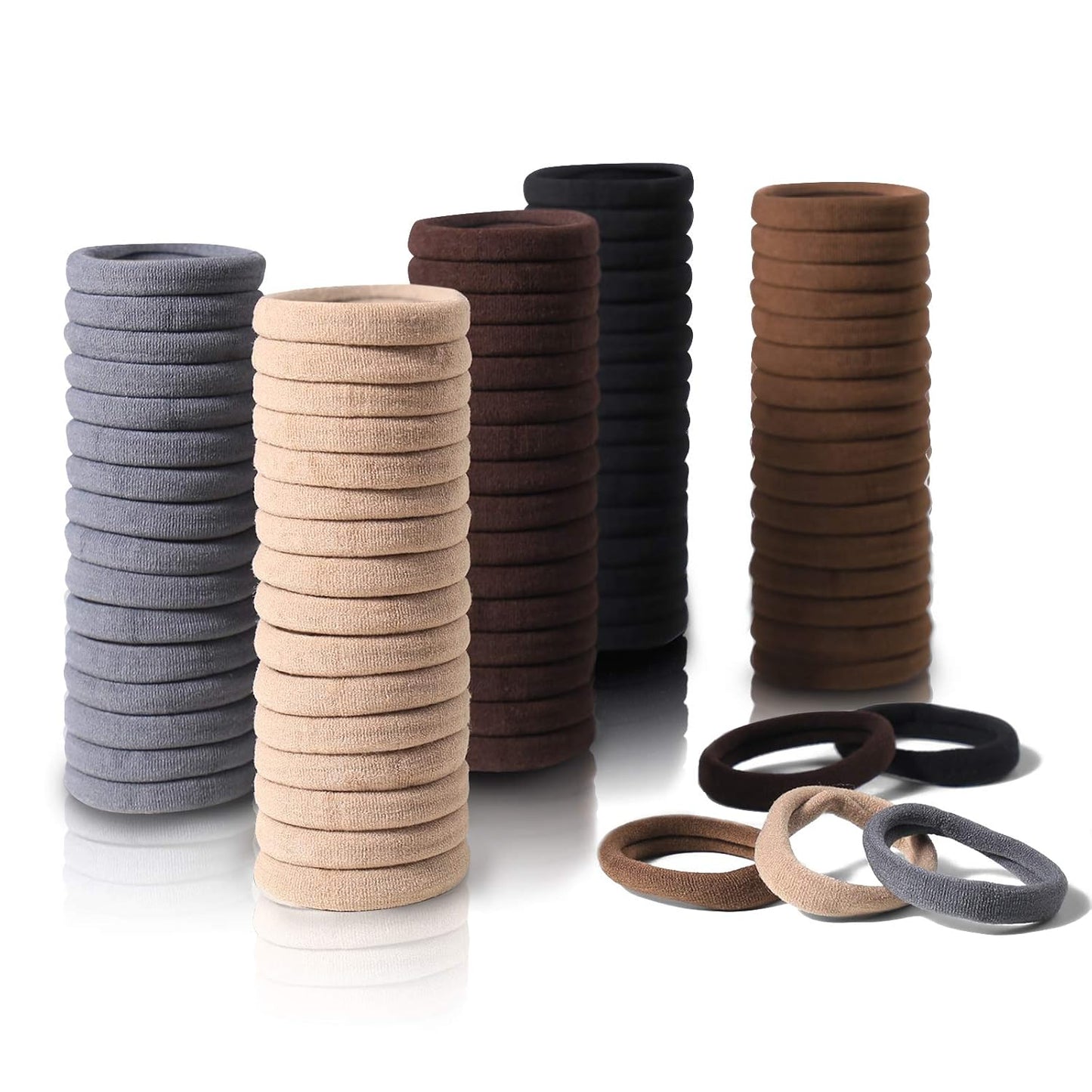 100PCS Black Hair Ties for Women Girls, Seamless Thick Black Hair Band, Elastic Hair Ties No Damage Ponytail Holder