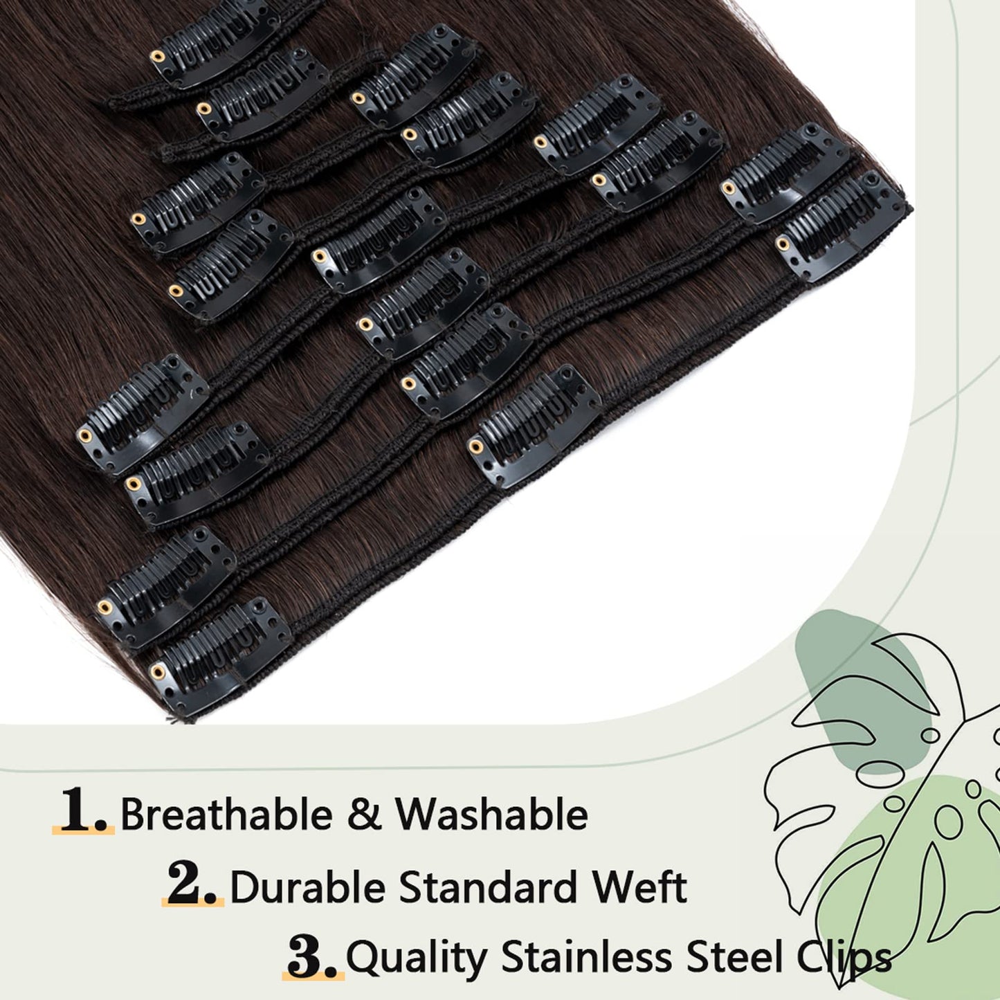 S-noilite Clip in Hair Extensions Human Hair Dark Auburn Human Hair Short Hair Clip in Extensions Full Head 8 Pieces/18 Clips 100% Real Human Hair Silky Straight 10"-70g Dark Auburn (#33)