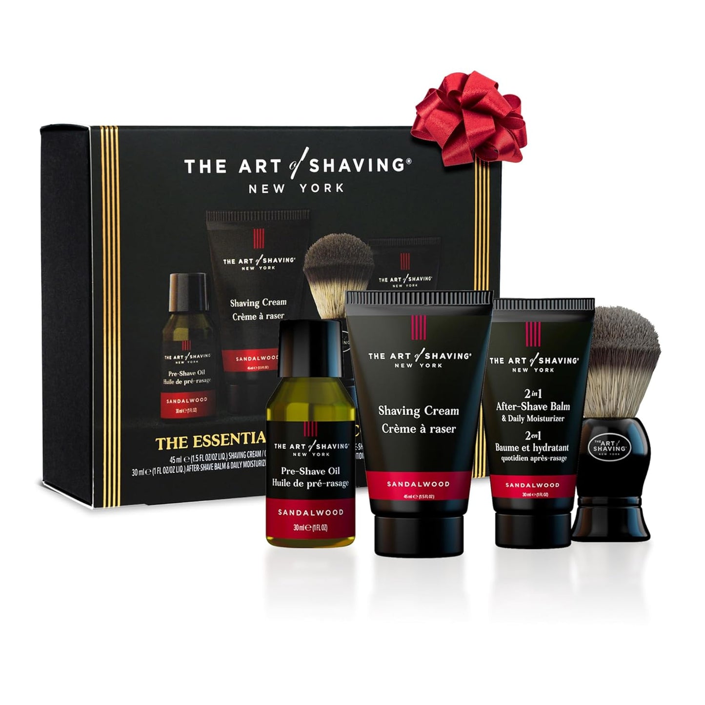 Sandalwood 4-in-1 Shaving Trial Kit | Pre-Shave Oil, Cream, Brush & Balm for Irritation Relief