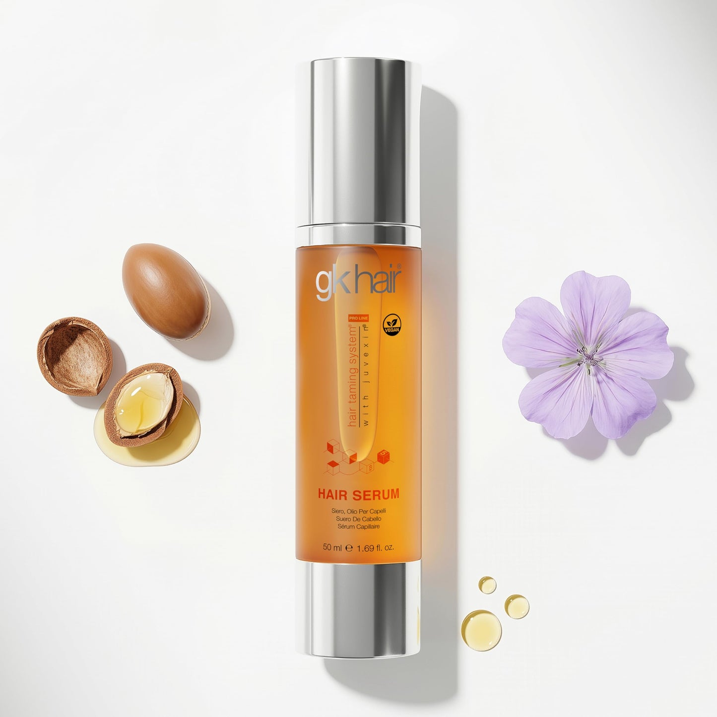 GK HAIR - Hair Oil Serum 1.69 Oz - Smooth Frizz Control & Shine Enhancement - Dry, Frizzy, Damaged & Dull Hair - Argan Oil Hair Serum with Plant Based Protein and Natural Silicones Lightweight Finish