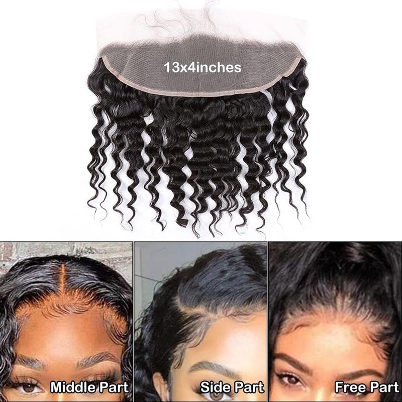 18 Inch 13x4 Lace Frontal Kinky Curly Human Hair 180% Density Unprocessed Deep Curly Virgin Hair 13x4 Ear to Ear Lace Closure Frontal Natural Color(13x4 Kinky Curly, 18 Inch)
