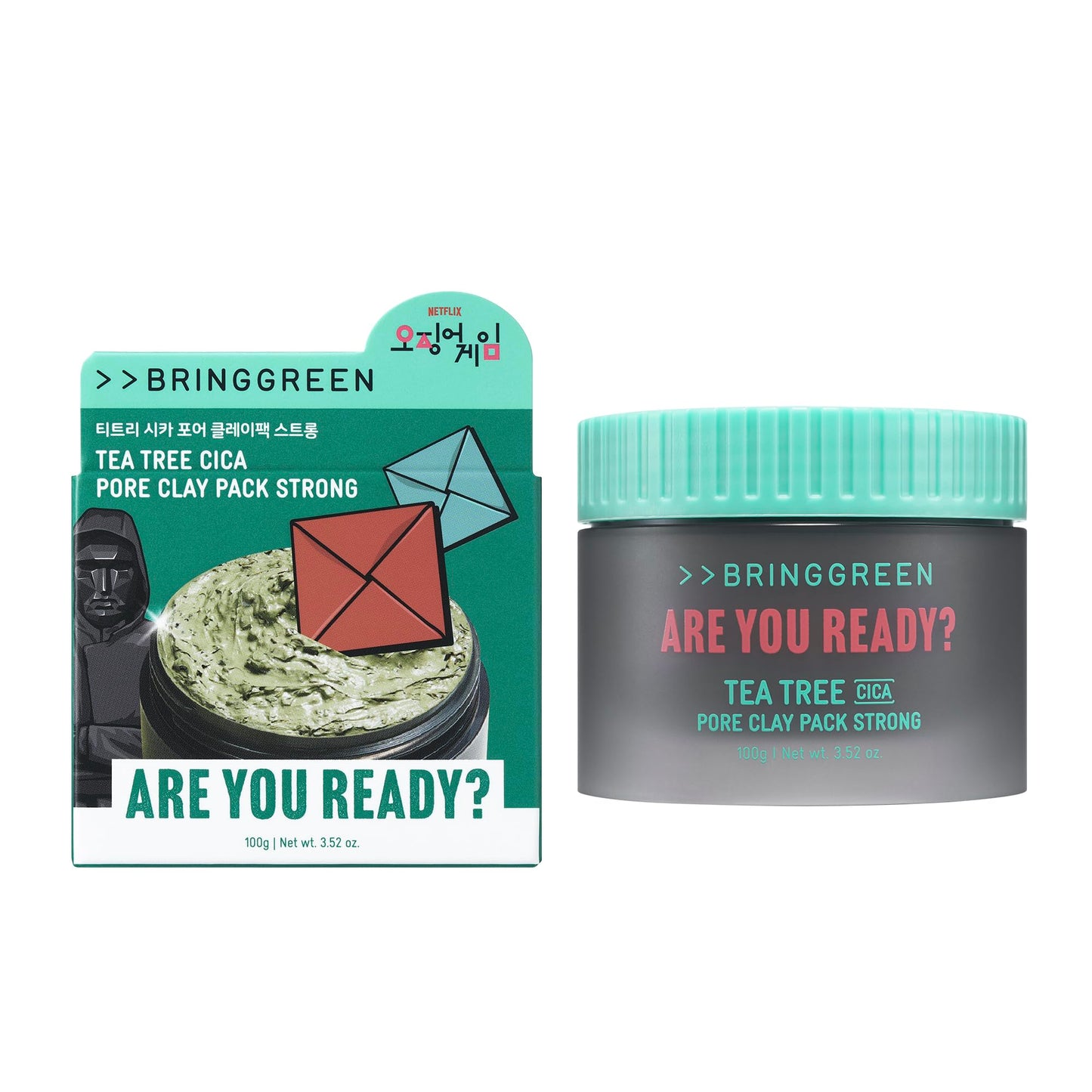 BRING GREEN Tea Tree Cica Pore Clay Mask 100g, Deep Cleansing Wash Off Pack for Blackheads & Excess Sebum