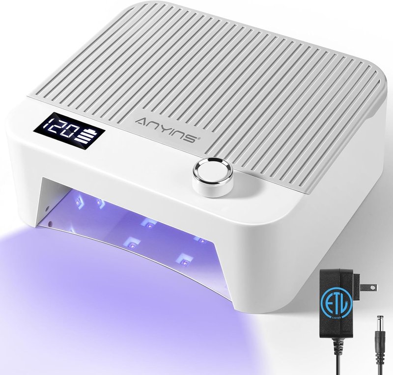 UV Nail Lamp 120W - Professional Cordless LED Gel Nail Light with Smart Auto-Sensor | Fast Curing, 30 Beads, Grey