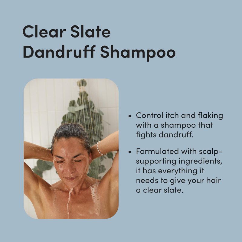 hers Clear Slate Anti Dandruff Shampoo, 2 Pack - Pyrithione Zinc 1% Shampoo with Biotin - For Dry, Itchy Scalp - Paraben Free and Sulfate Free - Botanical Garden - 2 x 6.4 fl oz