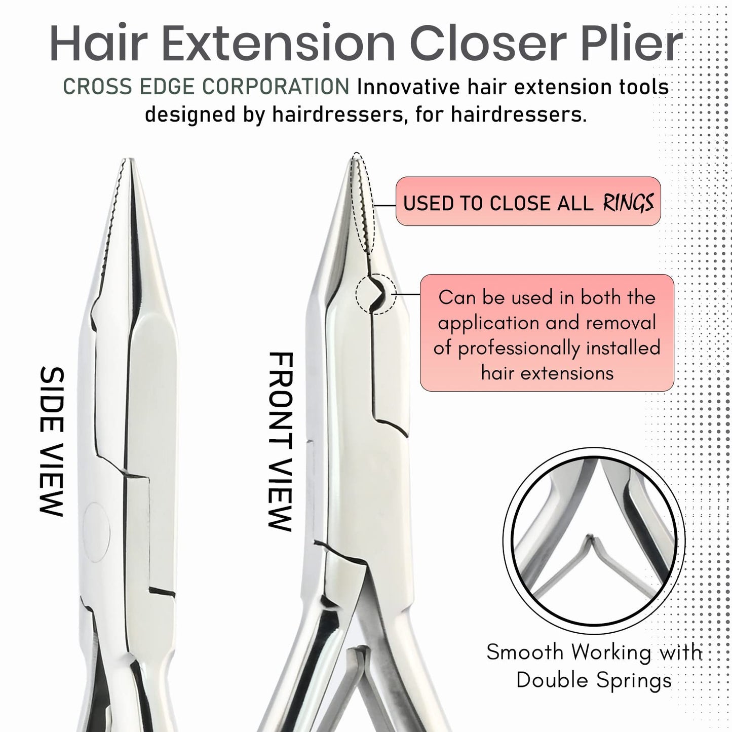 Silver Professional Hair Extension Tools Kit - Complete Set with Microbeads Crimping Plier, Micro Ring & Tape-in Remover Plier, Hair Parting Tool, Bead Loop & Needle Pulling Hook
