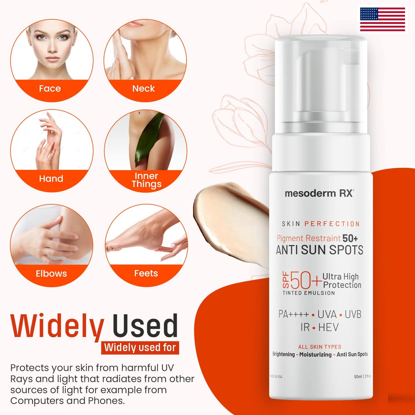 Mesoderm RX Pigment Restraint Anti Sun Spots Ultra High Protection Pigment Control-Protects Skin against Blue Light UVB, UVA, HEV, IR-Facial Sunblock, 50ml