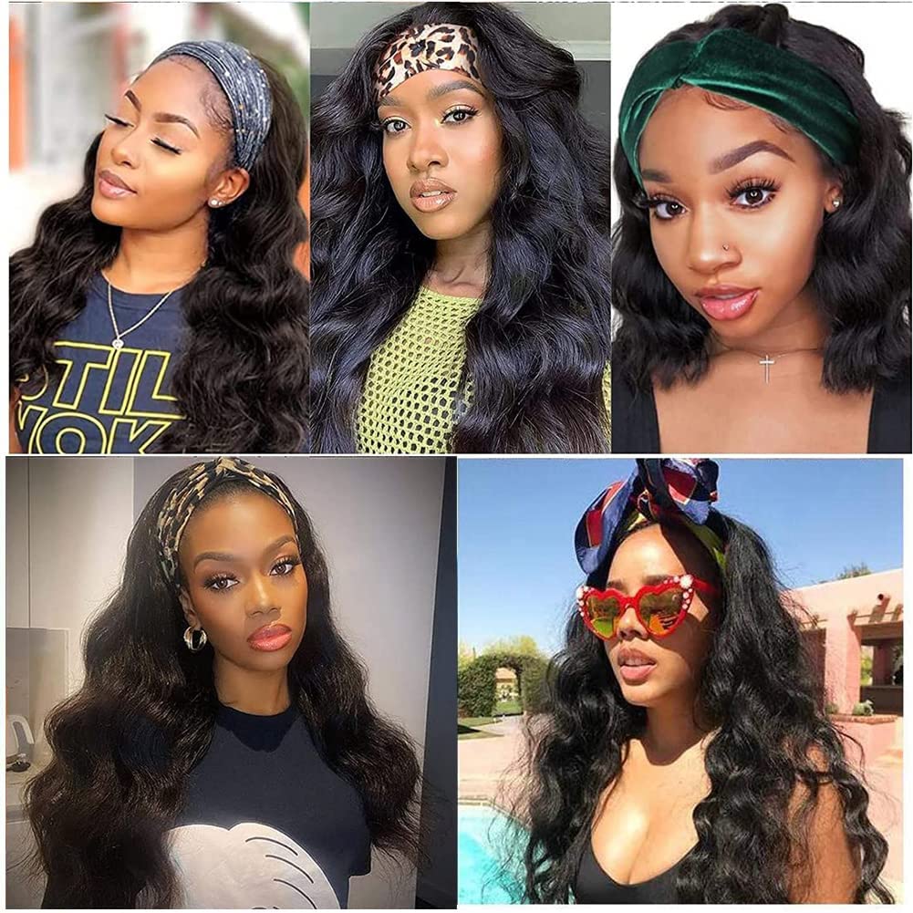 Miss Lee Headband Wigs for Black Women Human Hair Glueless Body Wave Headband Wig Human Hair 100% Brazilian Virgin Hair Machine Made Head band Wig 150% Density