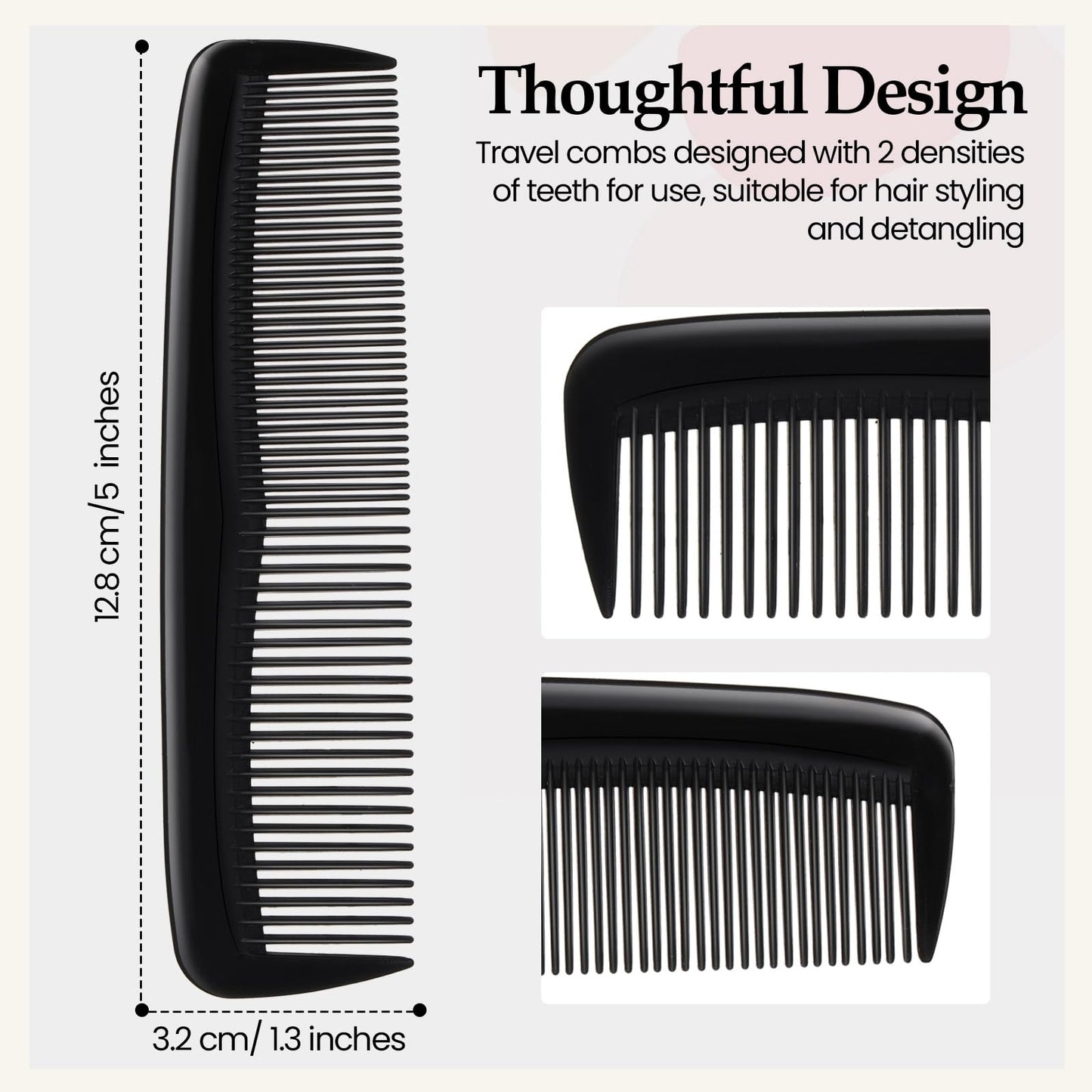 Zopeal 400 Pieces Hair Comb Bulk 5 Inch Mini Small Plastic Black Combs for Hair Cutting Pocket Styling for Women Men,Travel, Hotel, Homeless, Nursing Home, Charity