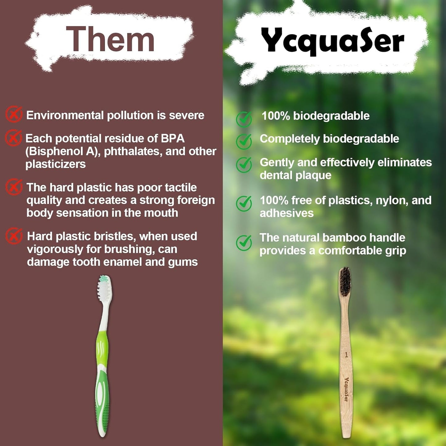 Bamboo Toothbrushes - Natural Soft Bristles for Adults | 100% Biodegradable 4-Pack