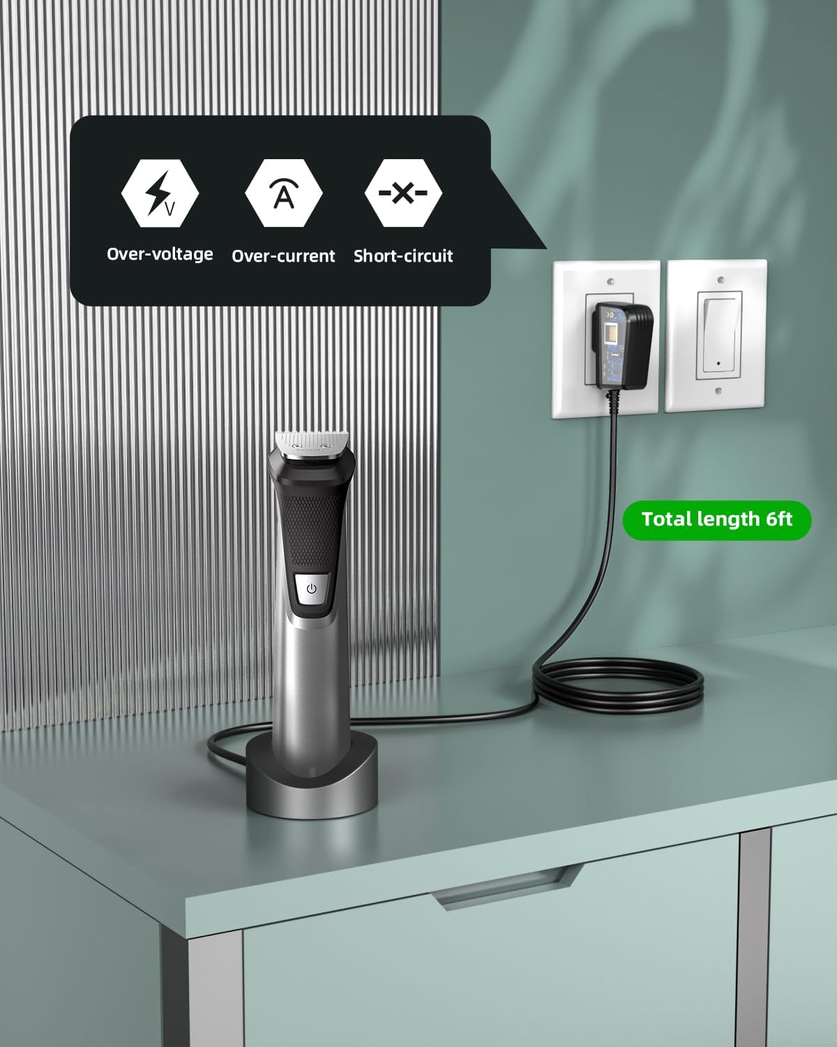 Philips Norelco 15V Charger - Compatible with HQ8505, MG5750, MG7750, MG7770, MG7790 | Power Cord for Shaver & Trimmer