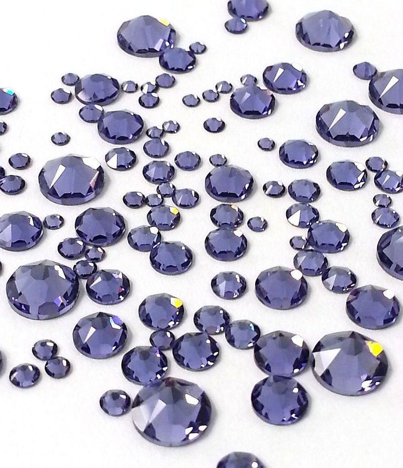 Tanzanite (539) Purple Violet 144 pcs Swarovski 2058/2088 Crystal Flatbacks Purple Rhinestones Nail Art Mixed with Sizes ss5, ss7, ss9, ss12, ss16, ss20, ss30
