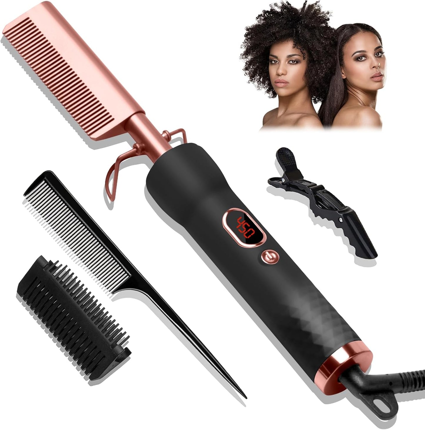 Heating Comb with 12 Temp Settings - 450°F Straightening & Curling Tool | 110-240V