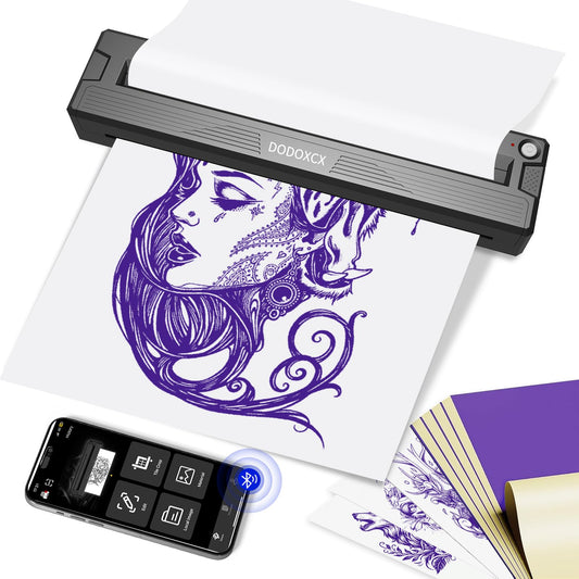 Tattoo Stencil Printer Machine,2026 Upgraded Portable Thermal Wireless Bluetooth Printer for Tattoo Artists&Beginners,with 3 Pcs of Transfer Paper and Thermal Paper,Compatible with Phone&PC (T18)