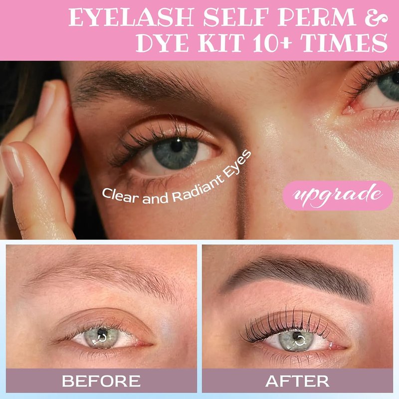 Eyelash Lift and Tint Kit - Natural Curled Darker Lashes | Strong Hold Glue, Salon Results, Lasts 4 Weeks