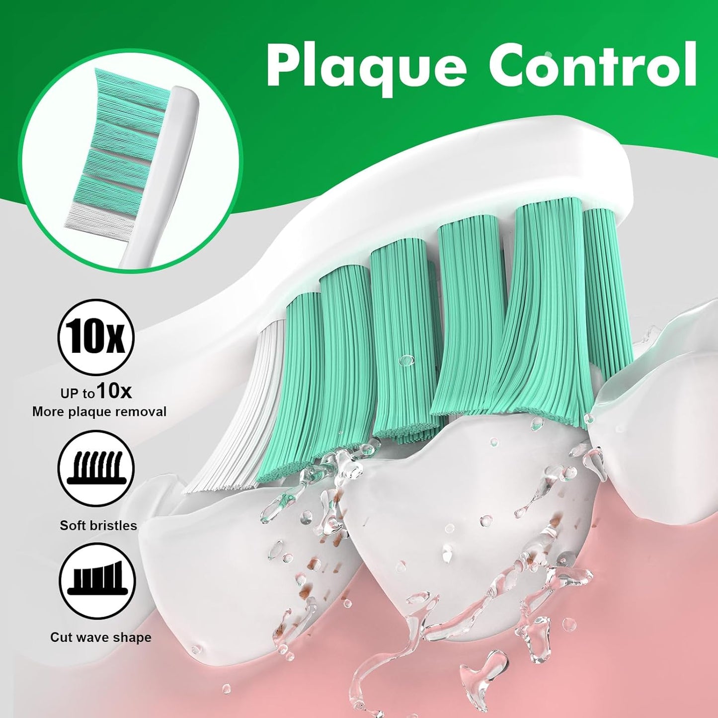 Philips Sonicare Replacement Brush Heads - Compatible with C1, C2, 4100, 5100, 6100 - 8 Pack White