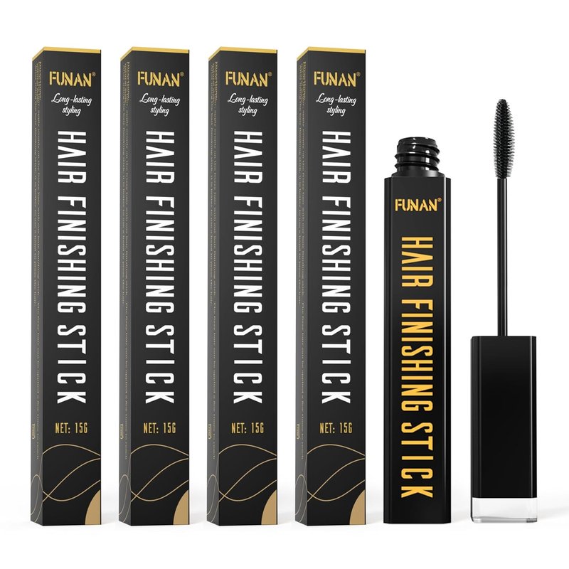 Hair Finishing Stick - Flyaway Control Cream for Small Broken Hairs - Non-Greasy & Non-Sticky | Black (Pack of 4)