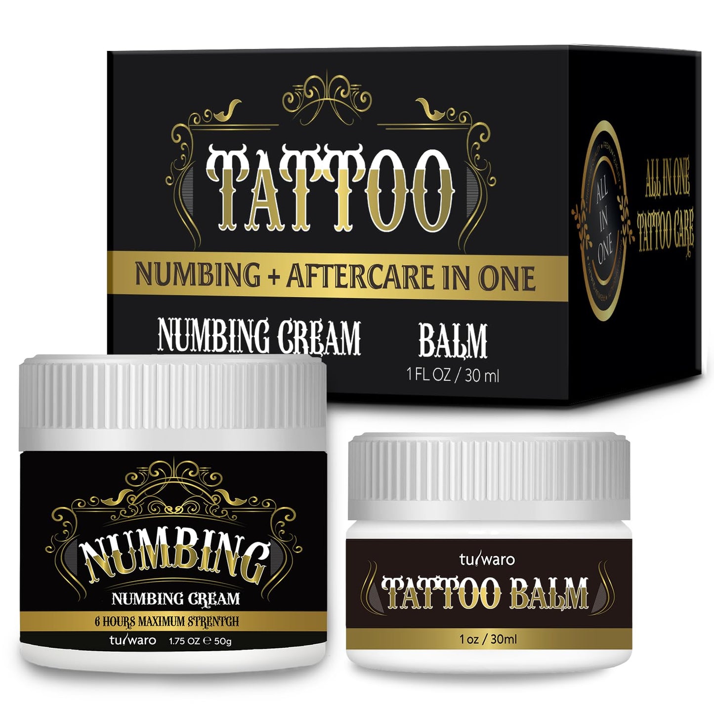 tuiwaro Numbing Cream Aftercare Balm kit : Maximum Strength Numbing Cream with Aftercare Butter – Long Lasting & Fast-Absorbing