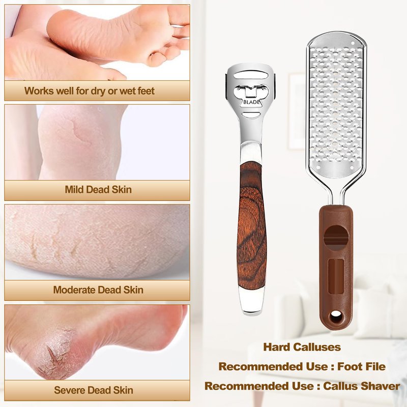 53pcs Foot File Callus Remover,Stainless Steel Large Foot Rasp Foot Scrubber & Foot Care Pedicure Callus Shaver(50 Replacement Blades & 1 Foot File Head),Foot Grater Foot Scraper for Wet and Dry Feet