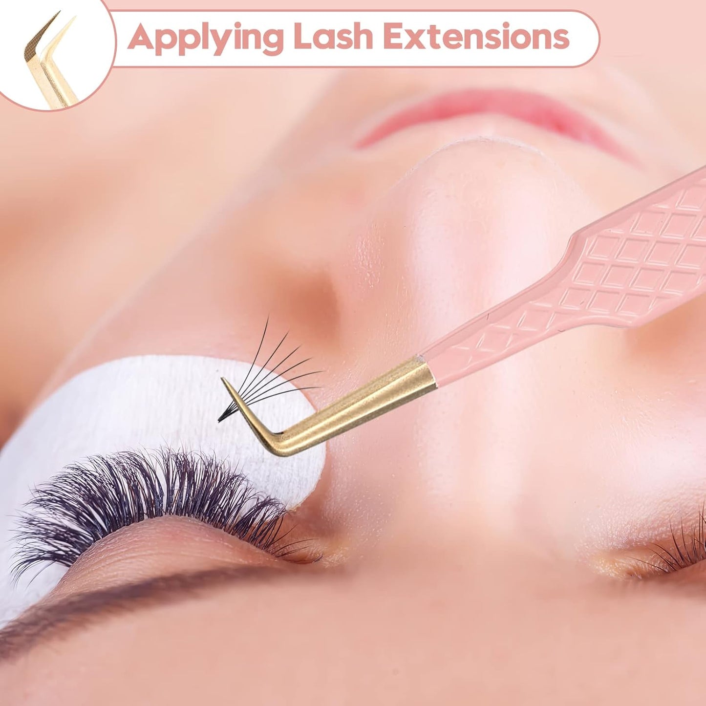 Eyelash Extension Tweezers Set - 5 Pcs Fiber Tip Grip Isolation & 45/90 Degree Volume Tweezers