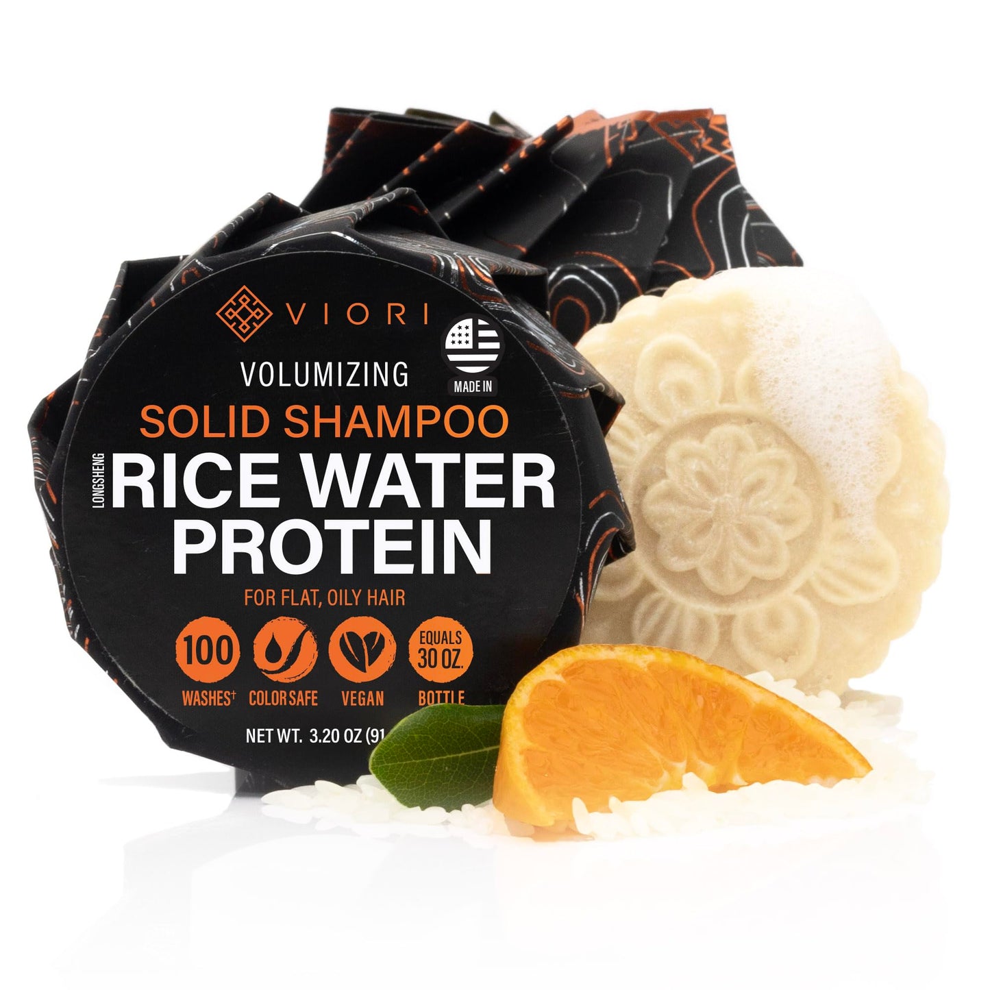 Viori Clarifying Shampoo Bar for Oily Hair - Rice Water, Citrus Yao