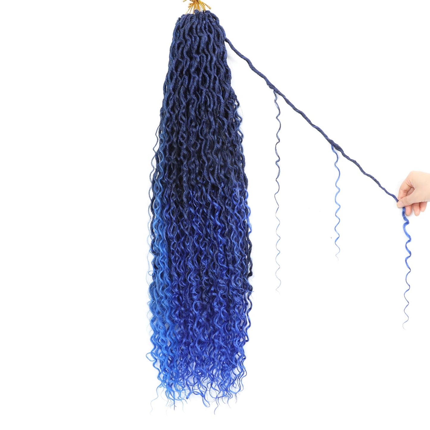 Goddess River Locs Crochet Hair for Black Women - 8 Packs Boho River Locs Crochet Hair, Ombre Boho Soft Locs 30 inch, Long Crochet Goddess Faux with Curly Ends(30inch, 27/613#,8 Packs)