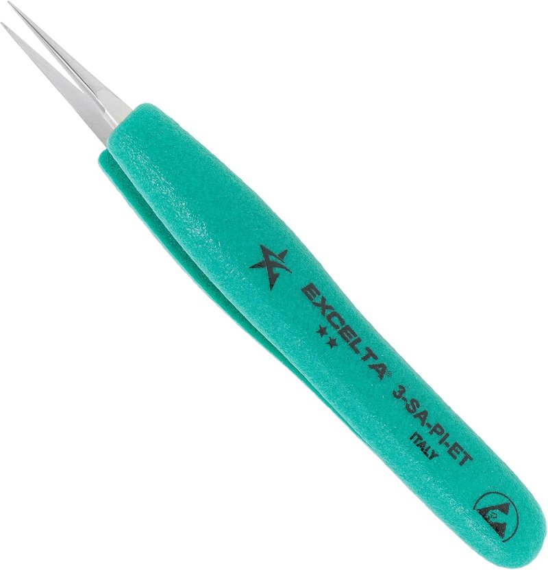 Precision Tweezers - ESD Safe Anti-Magnetic Stainless Steel - 5.25" OAL for Electronics & Lab Use | TealShield Grips