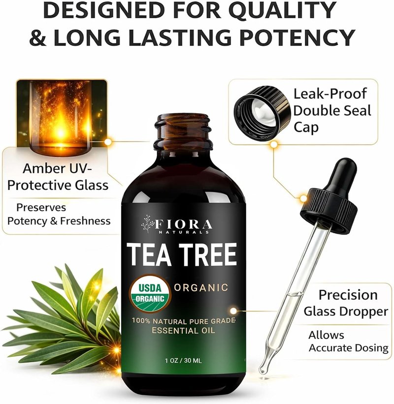 Pure Organic Tea Tree Essential Oil - Therapeutic Grade for Skin, Hair & Acne | 1 fl oz