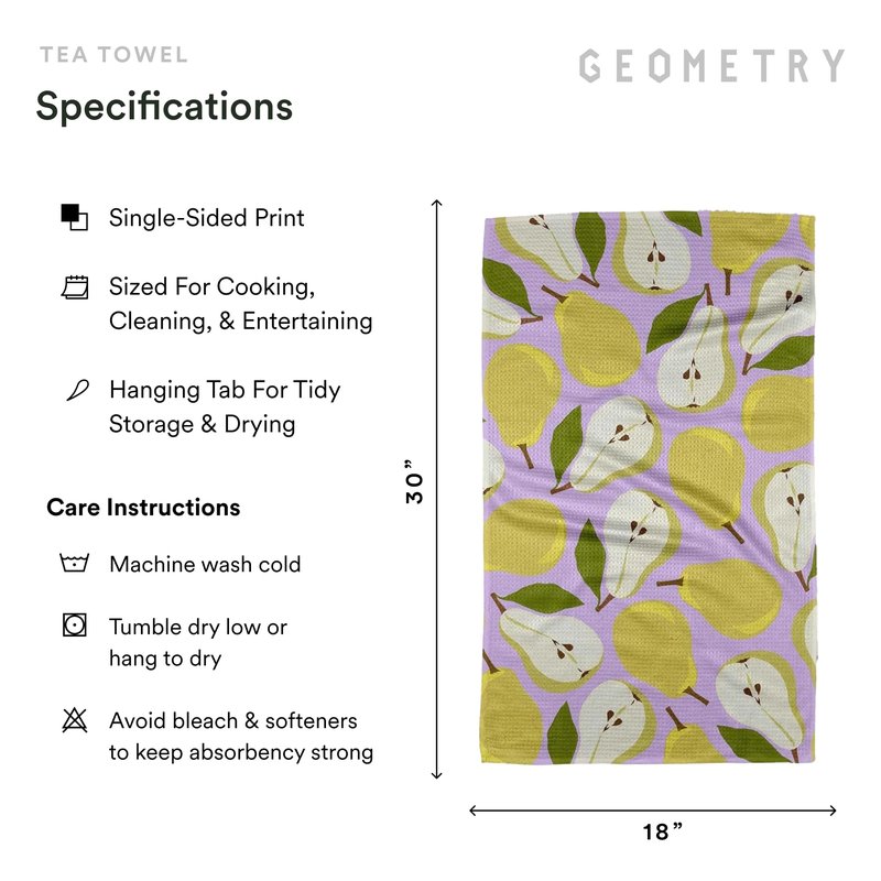 GEOMETRY Spring Kitchen Towels - Quick Dry Microfiber Cloth Spring & Summer Dish Towels for Kitchen Drying - Premium Quick Dry Towel - Pear Parade, 18" x 30" - 2-Pack