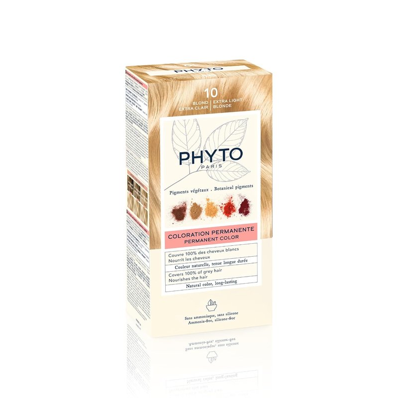 Phytocolor Permanent Hair Color - 10 Extra Light Blond | Ammonia-Free, Botanical Pigments, 100% Grey Coverage