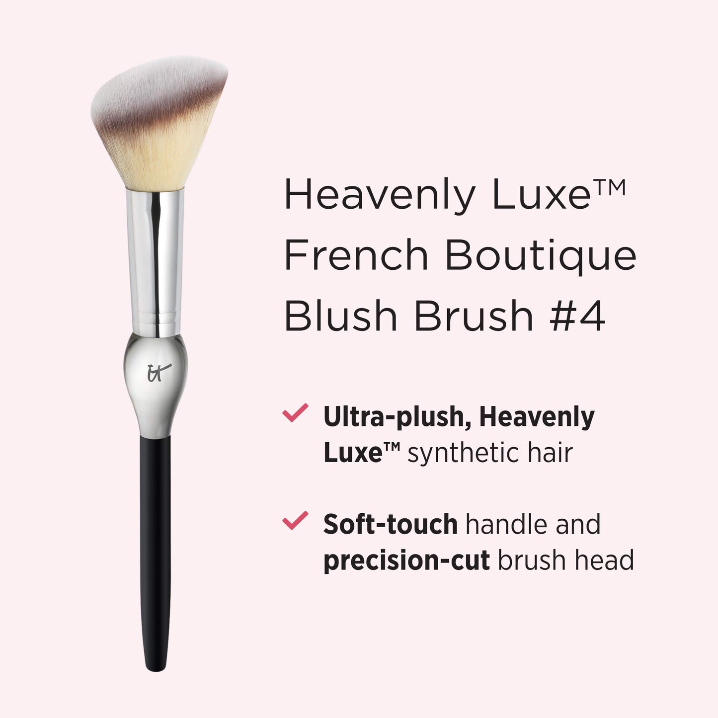 IT Cosmetics Heavenly Luxe French Boutique Blush Brush #4 - Angled Blush Brush for Cheeks - Liquid & Powder Blush Brush - Makeup Brush With Award-Winning Heavenly Luxe Hair