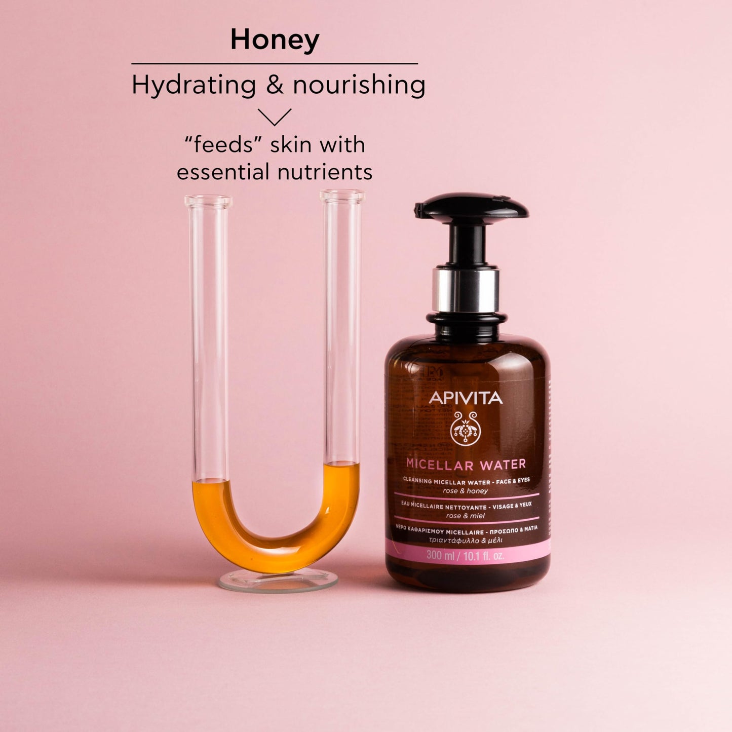 Apivita Micellar Water, Hydrating & Noursishing Cleansing Micellar Water for Face & Eyes with Rose & Honey