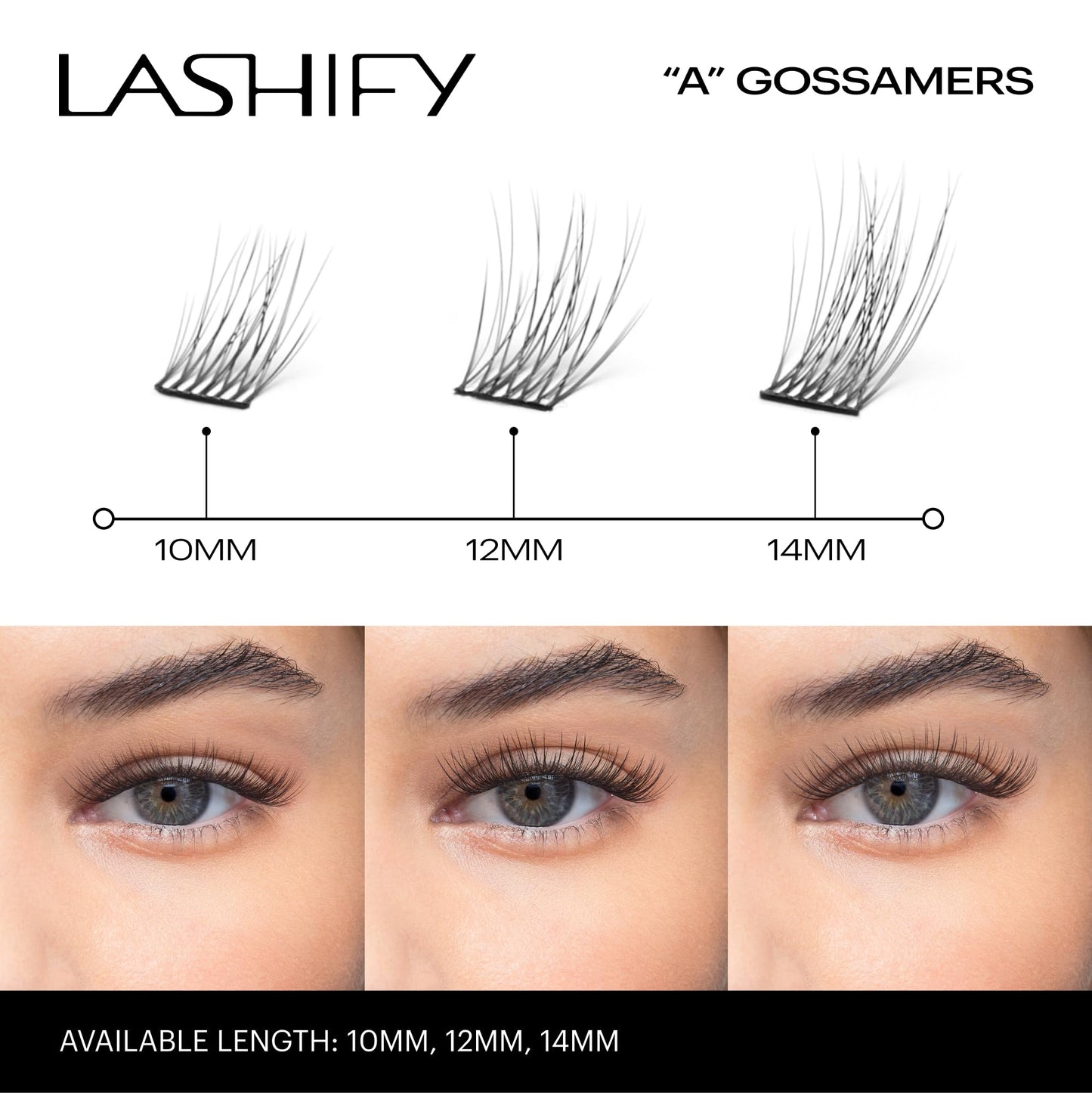 Lashify Amplify 10mm Gossamer DIY Eyelash Extensions Refill, Black, Easy False Eyelashes for a Natural Look