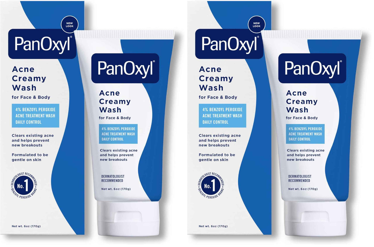PanOxyl Antimicrobial Hydrating Acne Creamy Wash, 4% Benzoyl Peroxide, 6 Ounce (Pack of 2)
