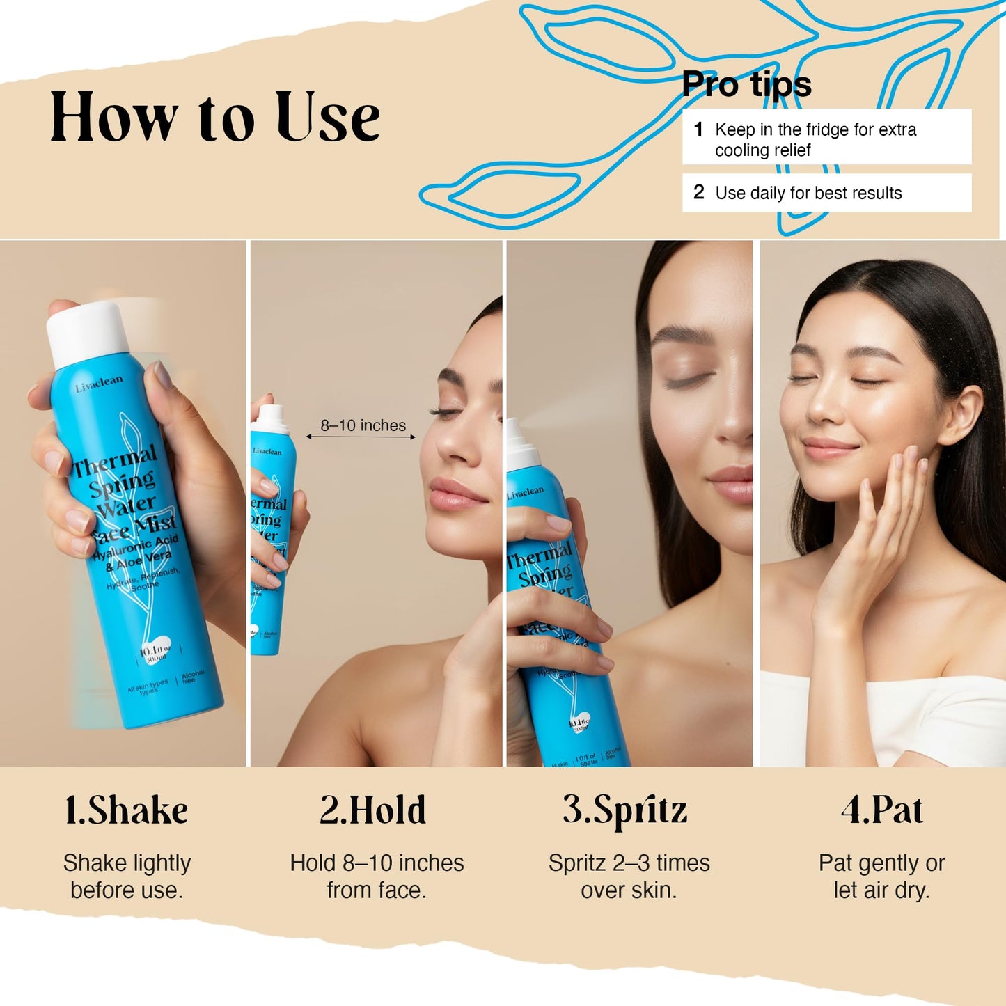 300ml + 50ml Thermal Spring Water Face Spray Mist Hydrating w/ Hyaluronic Acid & Aloe Vera - Hydrating Face Mist, Soothing & Calming, Mineral-Rich Skin Nourishment, Refreshing, 10 fl oz + 1.7 fl oz