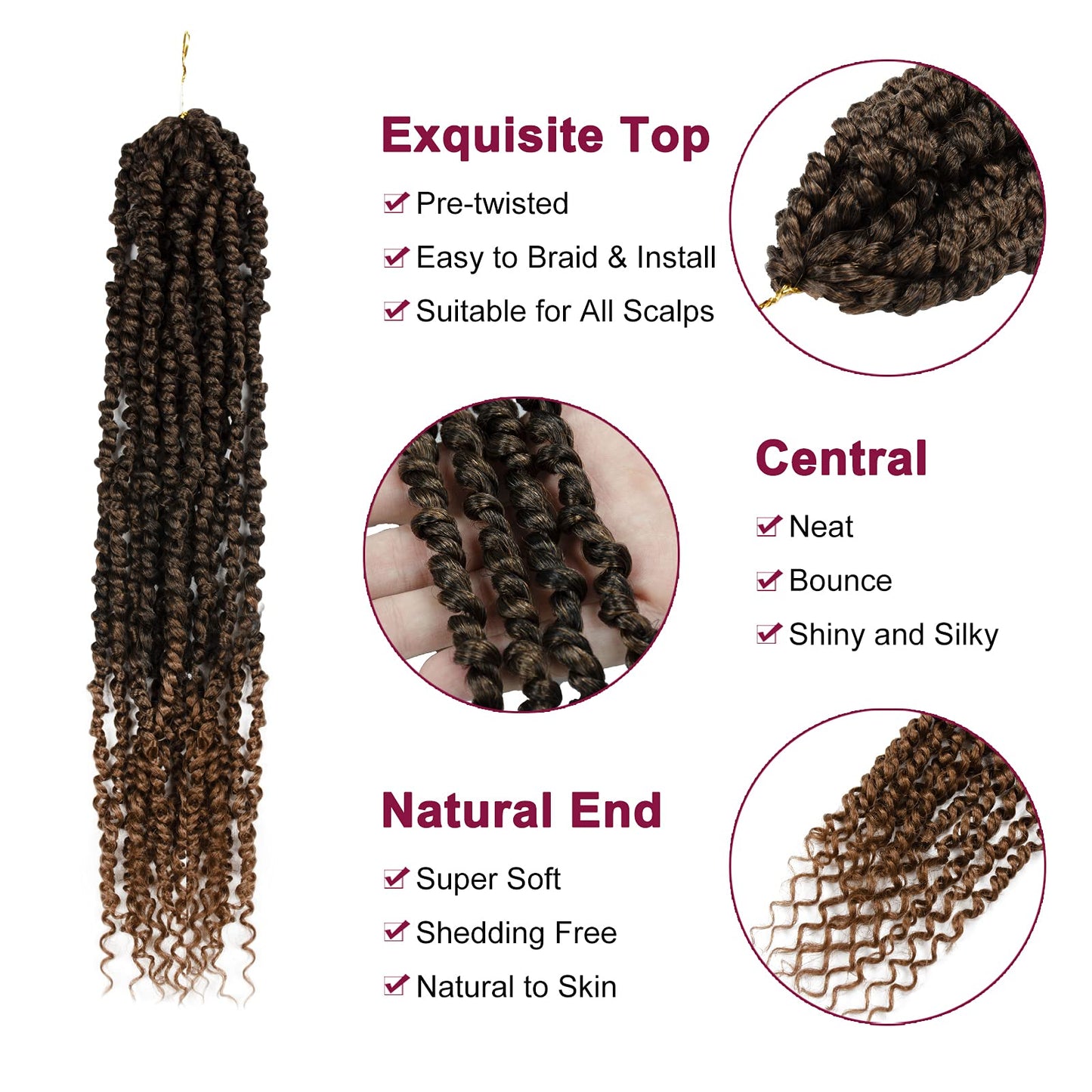 Passion Twist Hair - 8 Packs 22 Inch Passion Twist Crochet Hair For Women, Crochet Pretwisted Curly Hair Passion Twists Synthetic Braiding Hair Extensions (22 Inch 8 Packs, T30)