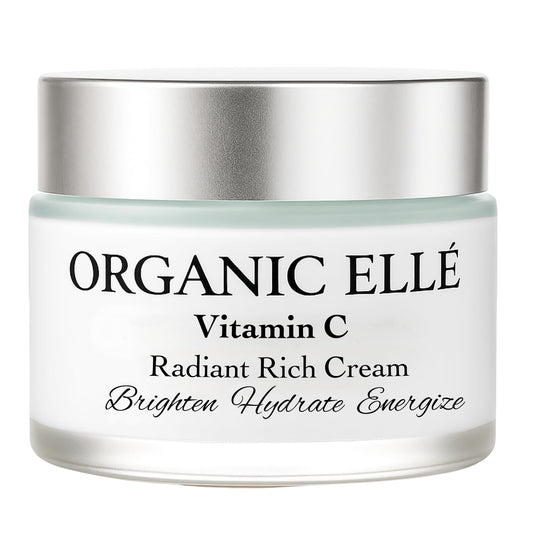 Organic Elle Vitamin C Radiant Rich Cream, Antioxidant Face Moisturizer with Aloe Vera and Botanical Oils