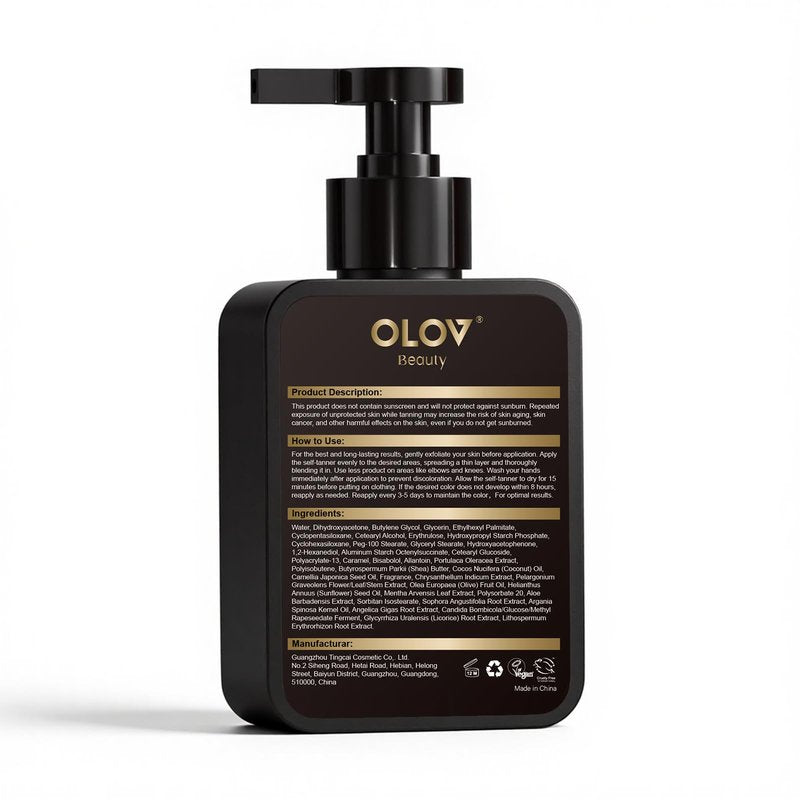 OLOV BEAUTY Self Tanning Lotion -Self Tanner with Shea Butter and Coconut Oil Natural Ingredients for Sensitive Skin Sunless&Moisturising Customisable Medium Dark Fake Tan (5.07 fl oz)