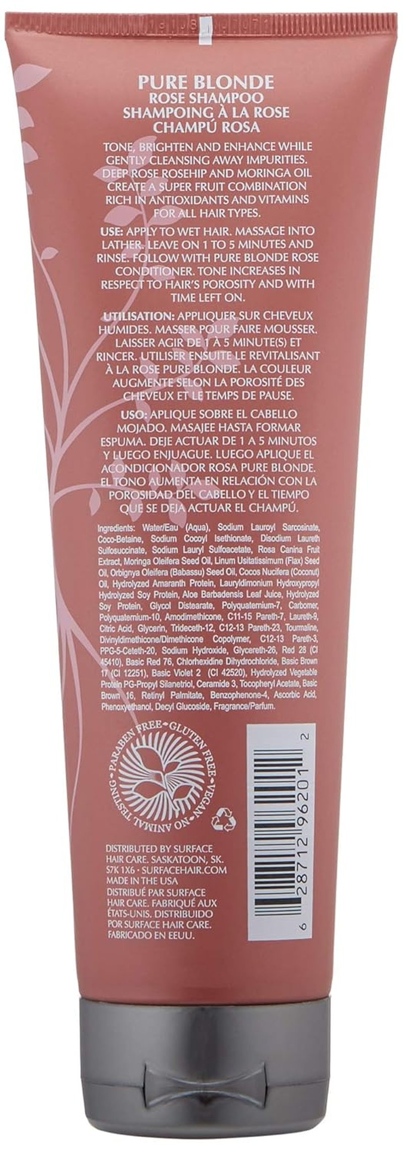 Pure Blonde Rose Shampoo - Sulfate-Free & Paraben-Free Cleansing, Shine & Tone | 9oz