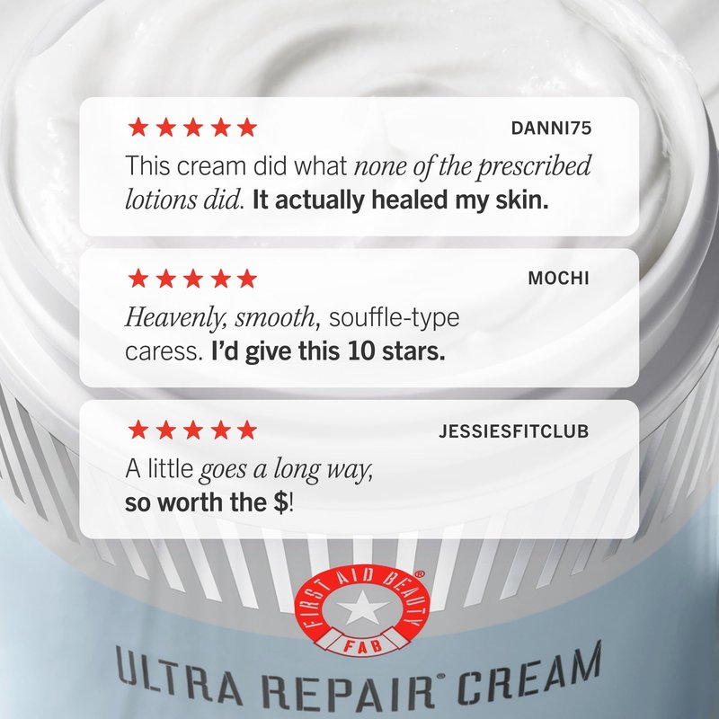 First Aid Beauty Ultra Repair Cream Intense Hydration Moisturiser for Face and Body – Rich Whipped Texture For Immediate Skin Hydration, 170.1g