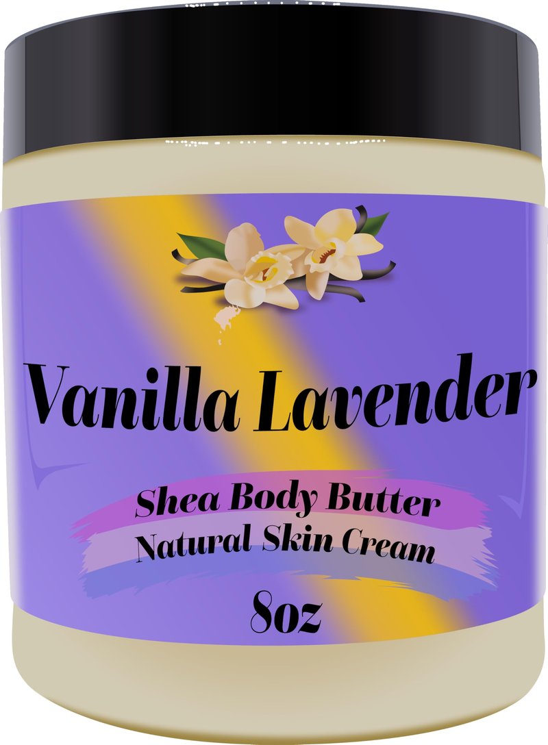 Ultra Soft Shea Body Butter Cream, Natural Hydrating Body Cream with Cocoa Butter, Mango Butter, Aloe Vera, Argan, Rosehip Oil, Moisturized Skin, Suits All Types (Vanilla Lavender, 8oz)
