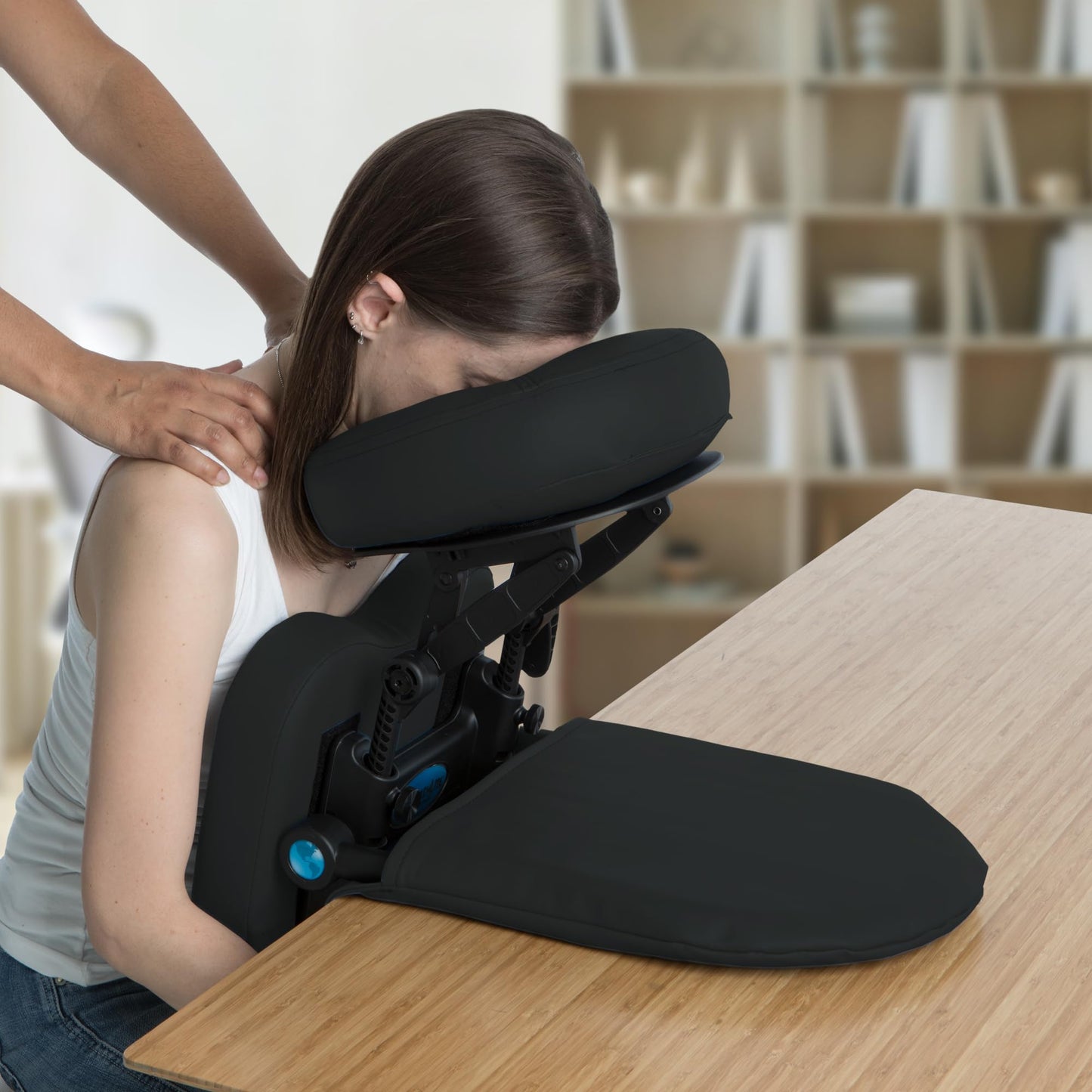 EarthLite Massage Kit Travelmate - Ultra-Portable Face Down Tabletop Massage System Perfect for Vitrectomy Recovery & On-The-Go Massage, Black