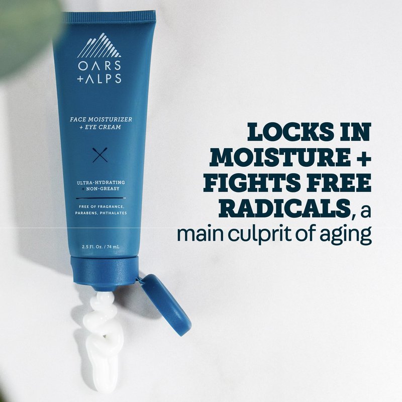 Oars + Alps Face Moisturizer and Eye Cream, Face Lotion with Aloe Leaf Juice and Vitamin E, Long Lasting, Hydrating Cream, TSA Friendly, 2.5 Fl Oz, 2 pk