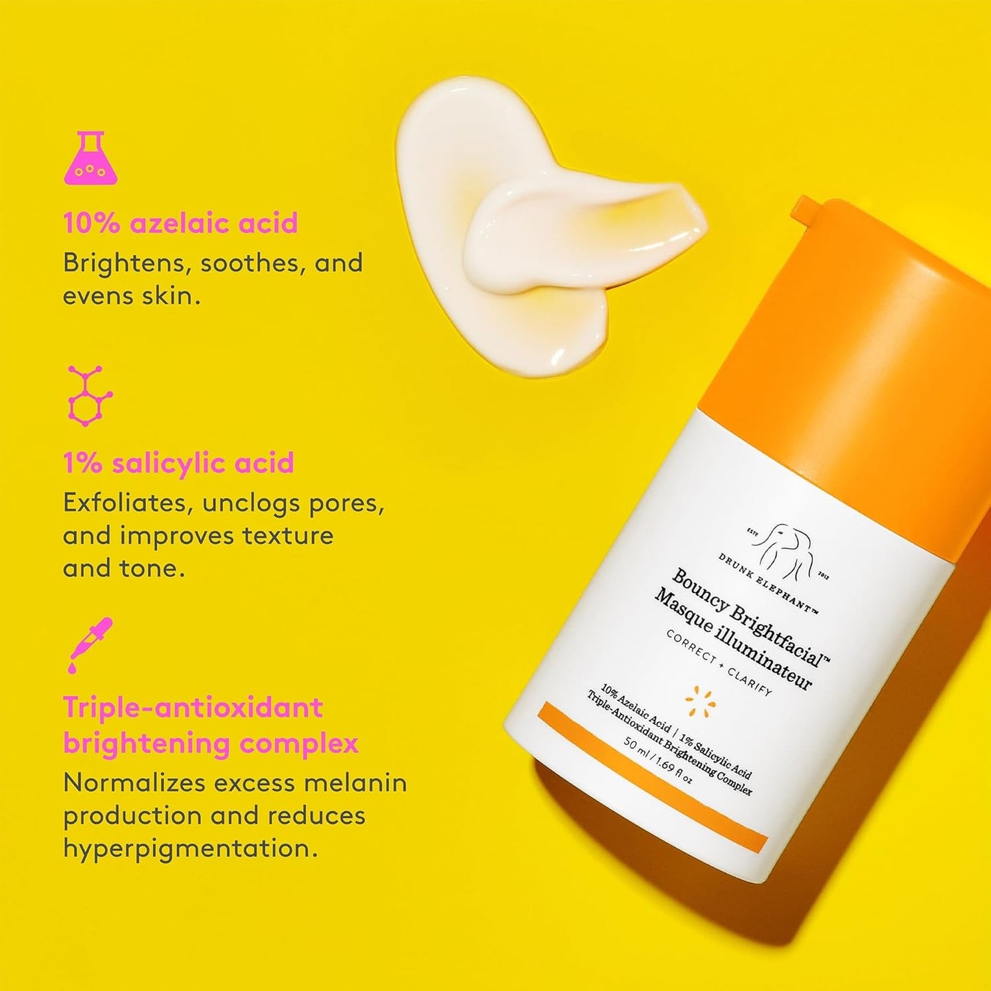 Drunk Elephant Bouncy Brightfacial | Illuminating Face Mask - 50 ml - Clean, Cruelty-Free Skincare