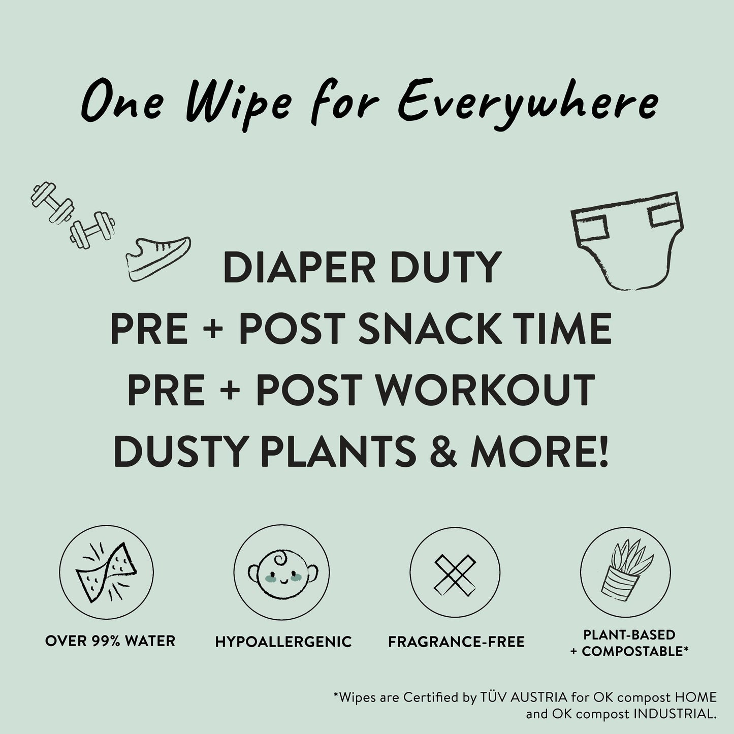 The Honest Company Unscented Wipes Over 99% Water Compostable Plant-Based Baby Hypoallergenic for Sensitive Skin EWG Verified Geo Mood 72 Count