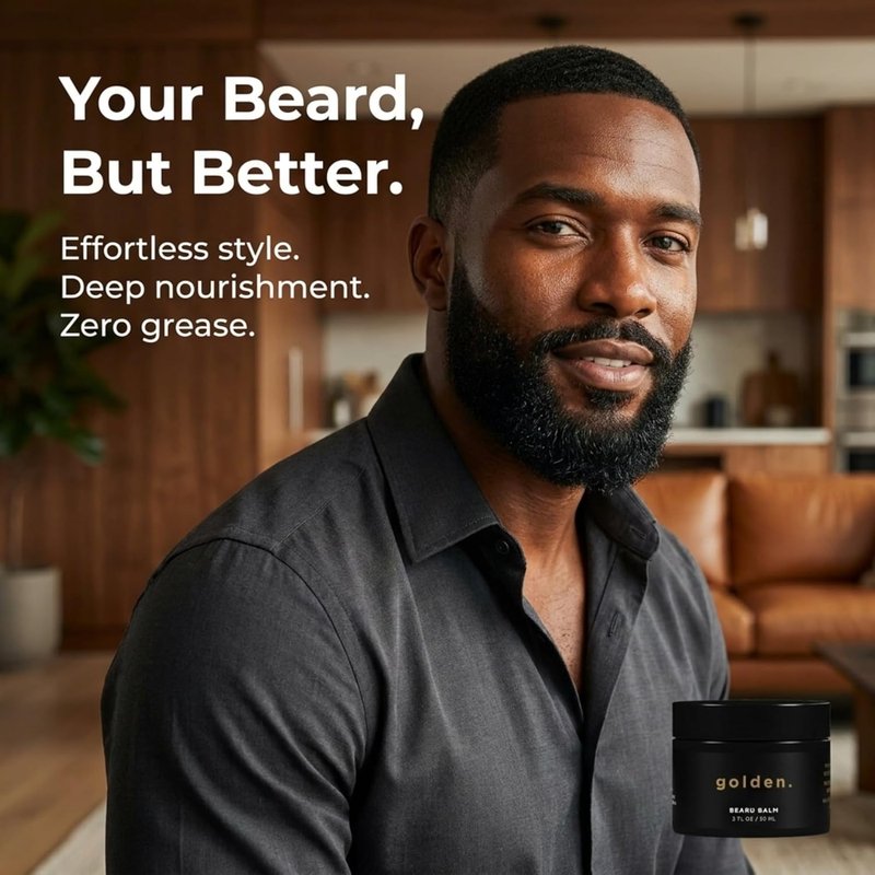 Beard Balm for Men - Tame Flyaways & Promote Thicker Growth - Natural Shea & Mango Butter, 2oz | Fresh Scent