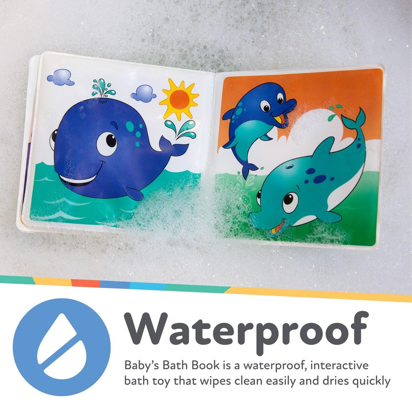 Nuby Bath Fun Time Book with Water-Proof Pages and Surprise Squeaker, Early Education, 0 M+ (Prints May Vary)