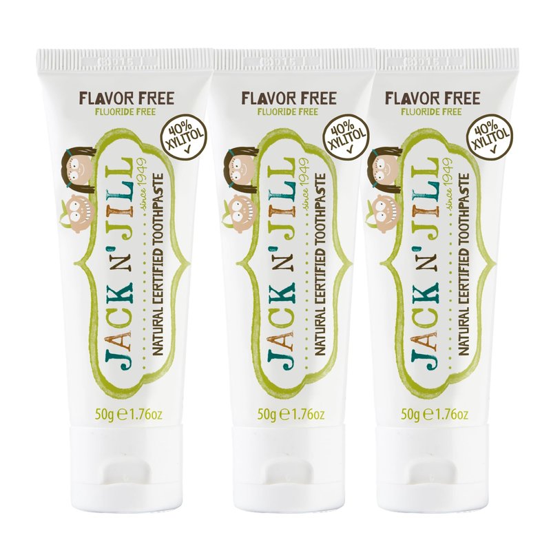 Jack N' Jill Natural Certified Toothpaste for Kids - Fluoride Free Kids & Toddlers Toothpaste, Gently Cleans Teeth, 40% Xylitol, BPA Free - Flavor Free, 1.76 oz (Pack of 3)
