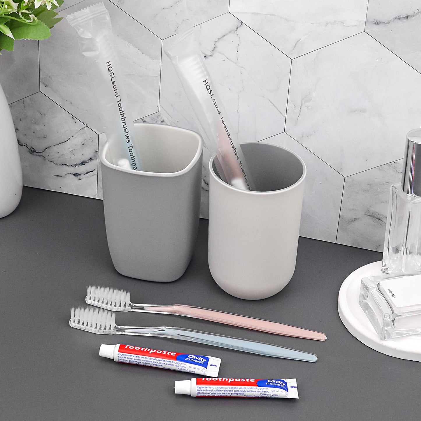 HQSLsund 100 pcs Disposable Toothbrushes with Toothpaste, 2 Color Toothbrushes and Toothpaste 10g, Bulk for Homeless, Airbnb, Hotel